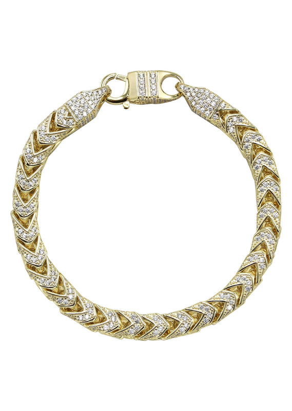 Silver Gold Iced Franco Bracelet