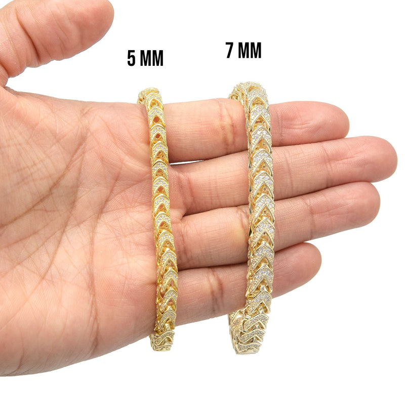 Silver Gold Iced Franco Bracelet