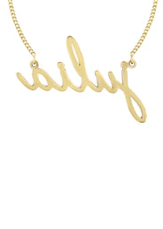 14K Gold  Full Diamond Script Name Plate Necklace | Style #6