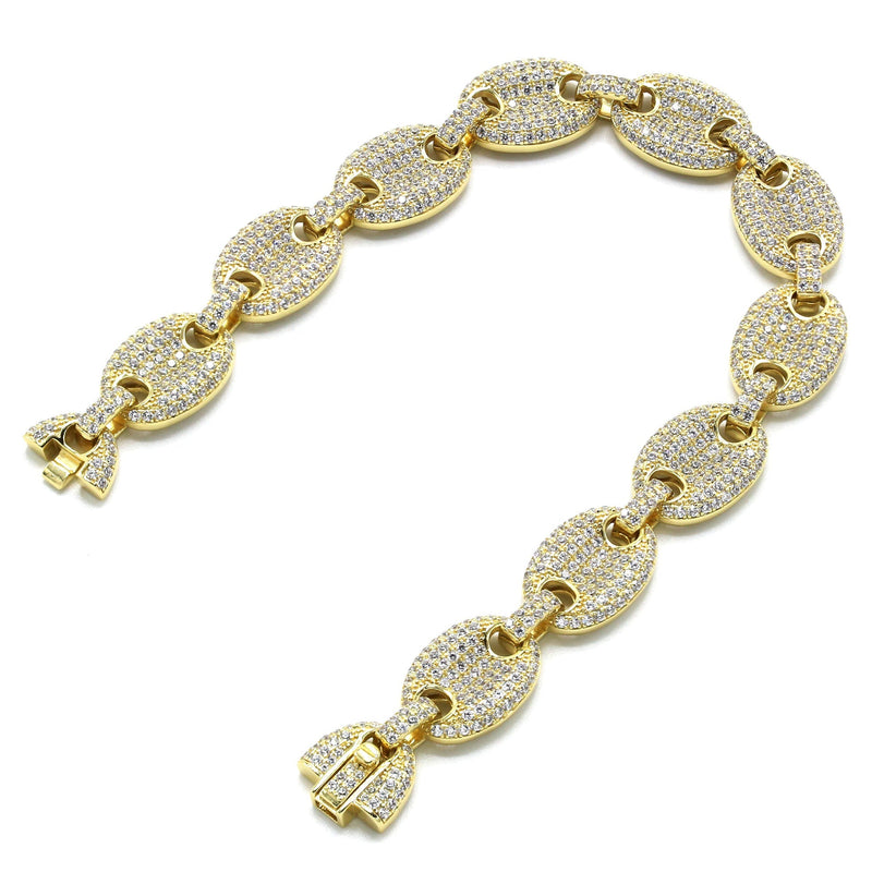 Silver Gold Iced Out Puff Bracelet