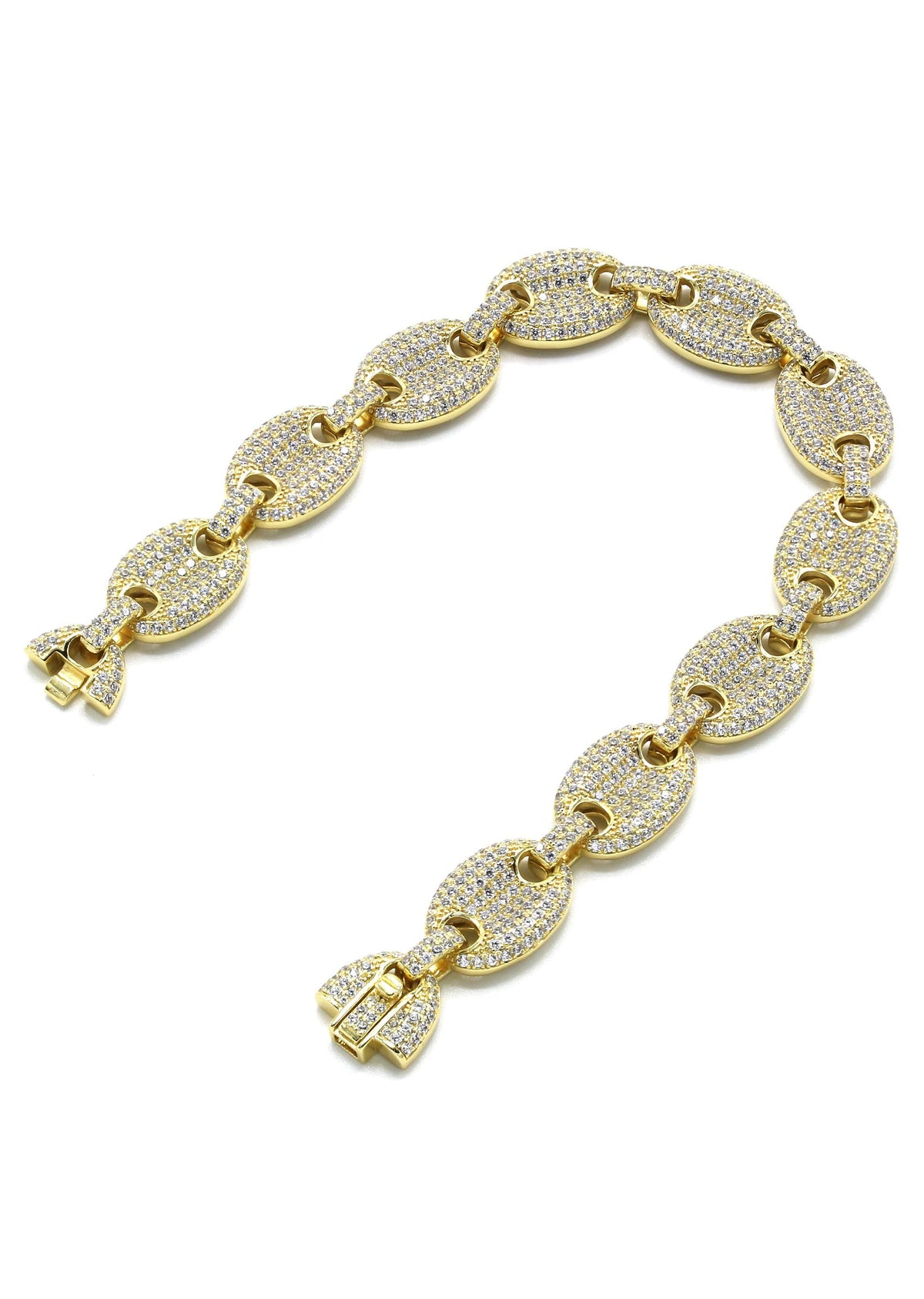 Silver Gold Iced Out Puff Bracelet