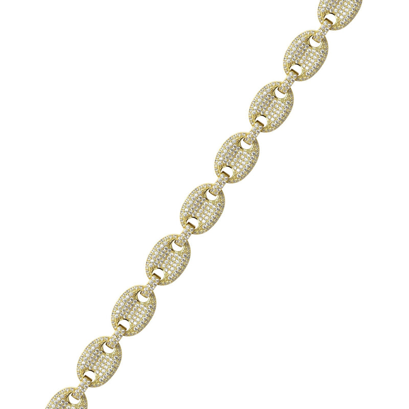 Silver Gold Iced Out Puff Bracelet