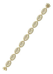 Silver Gold Iced Out Puff Bracelet