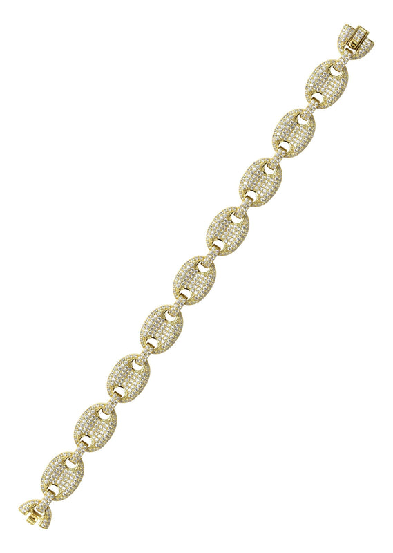 Silver Gold Iced Out Puff Bracelet