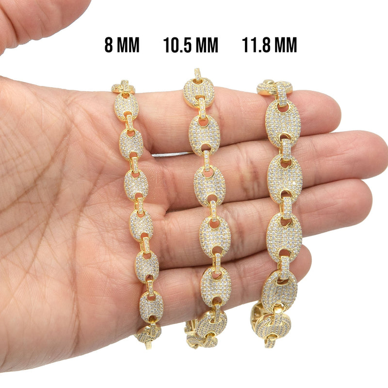 Silver Gold Iced Out Puff Bracelet