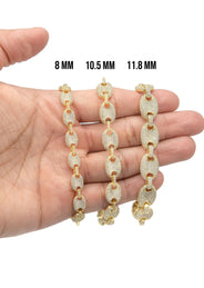 Silver Gold Iced Out Puff Bracelet