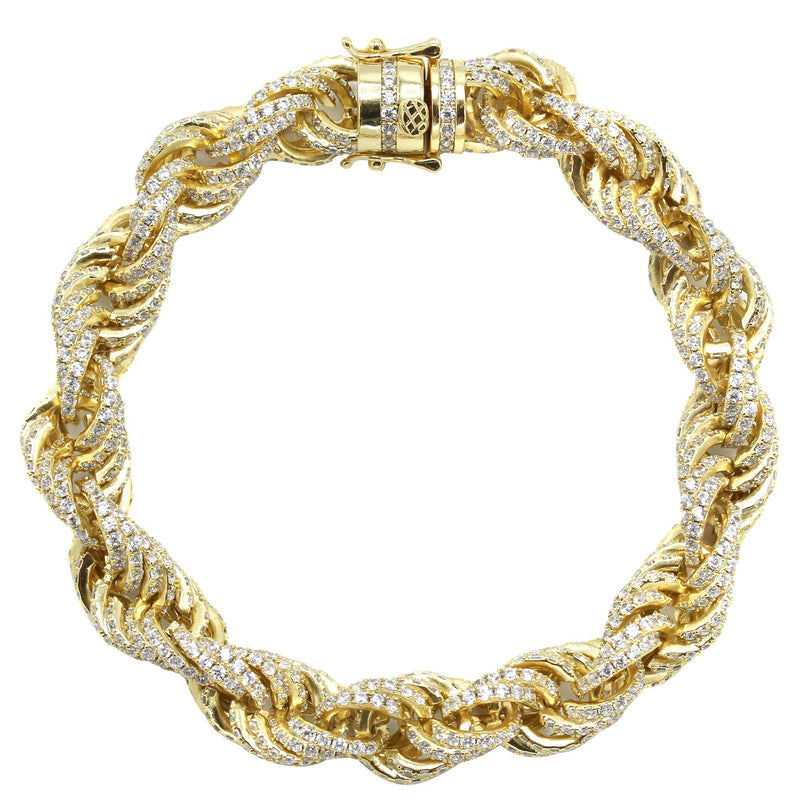Silver Gold Iced Out Rope Bracelet