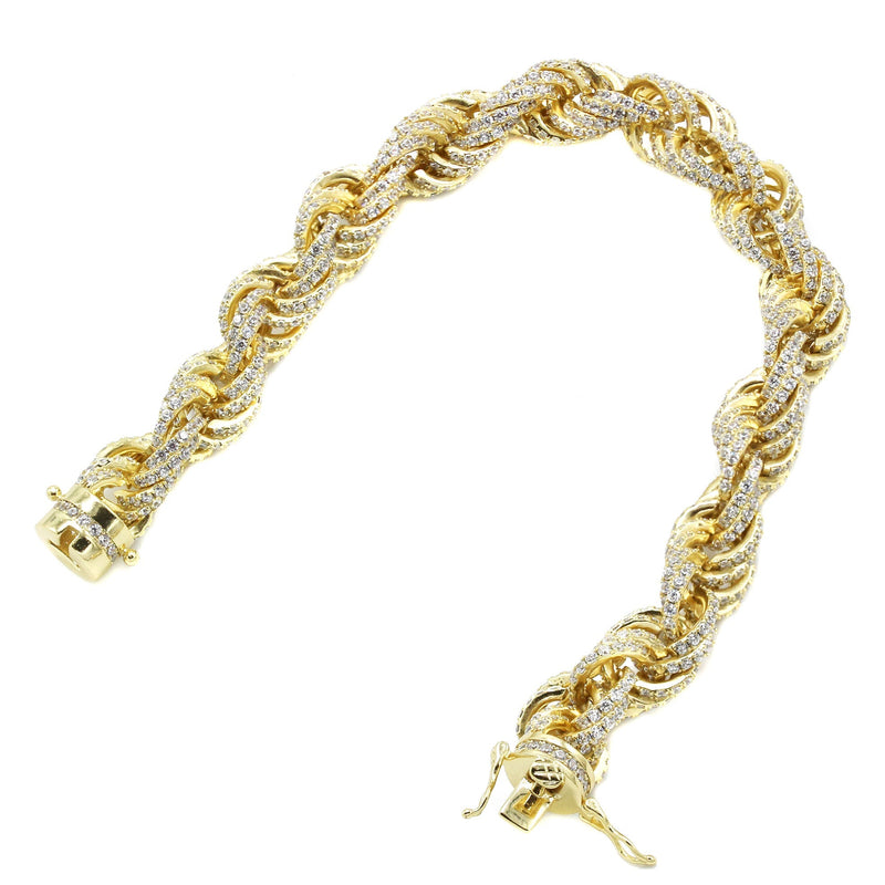 Silver Gold Iced Out Rope Bracelet