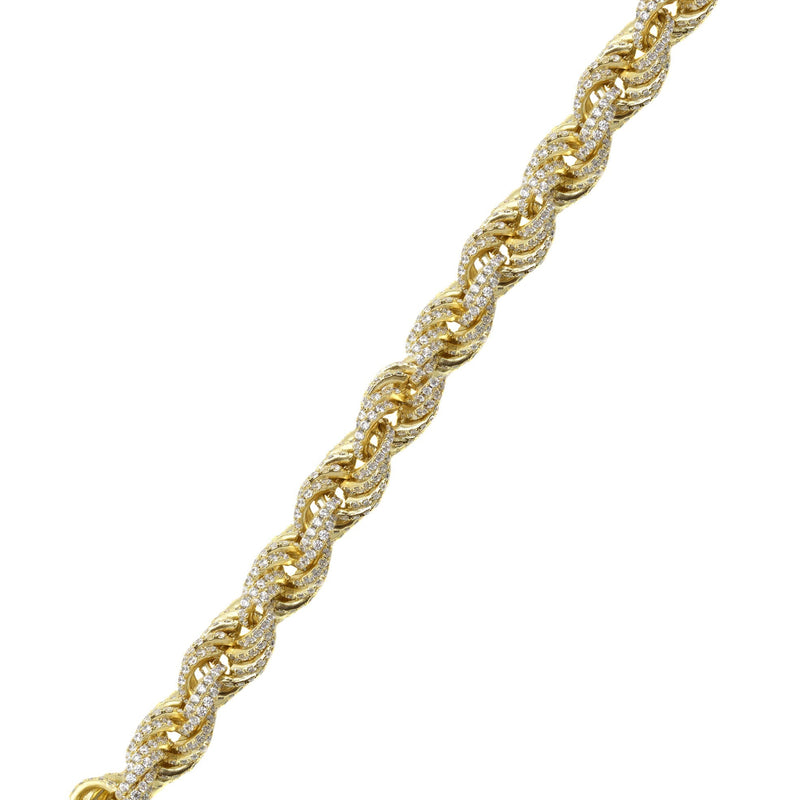 Silver Gold Iced Out Rope Bracelet