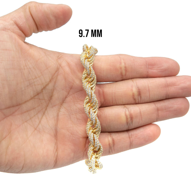 Silver Gold Iced Out Rope Bracelet
