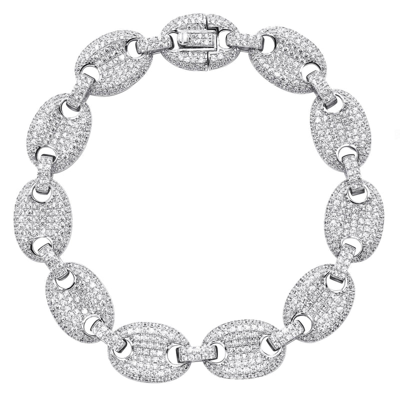 Silver White Iced Puff Bracelet