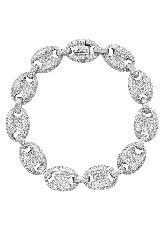 Silver White Iced Puff Bracelet