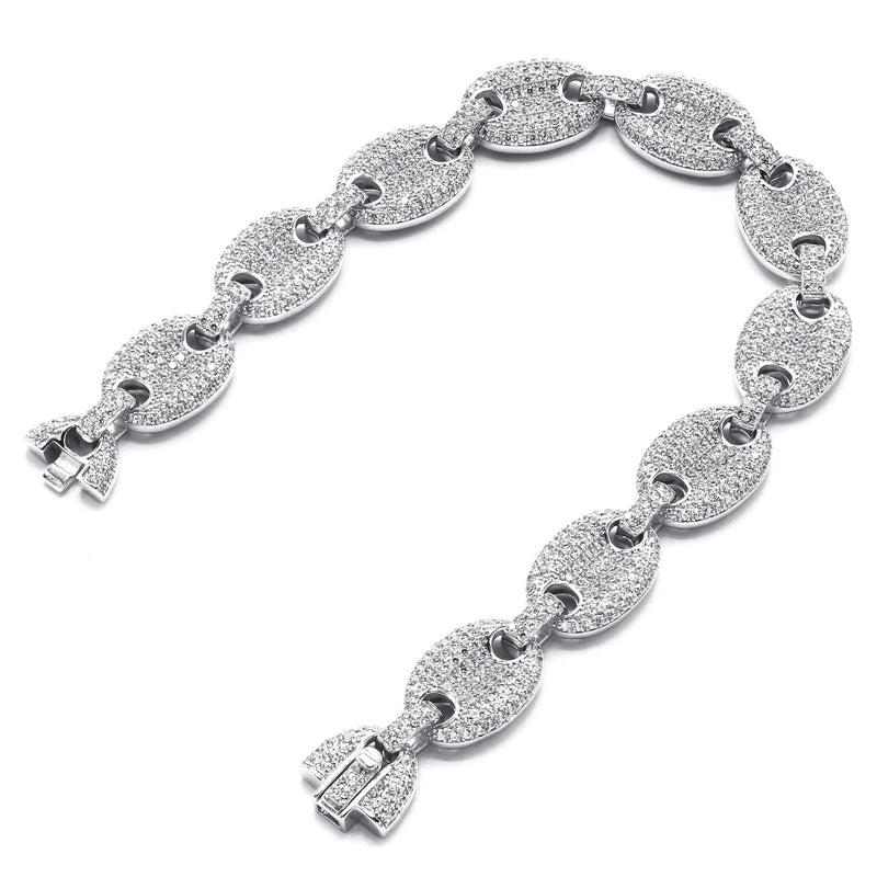 Silver White Iced Puff Bracelet