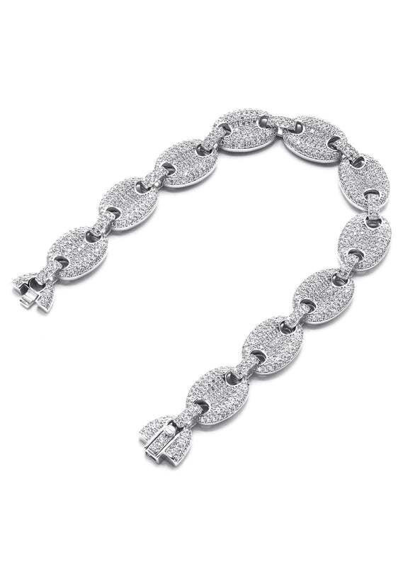 Silver White Iced Puff Bracelet