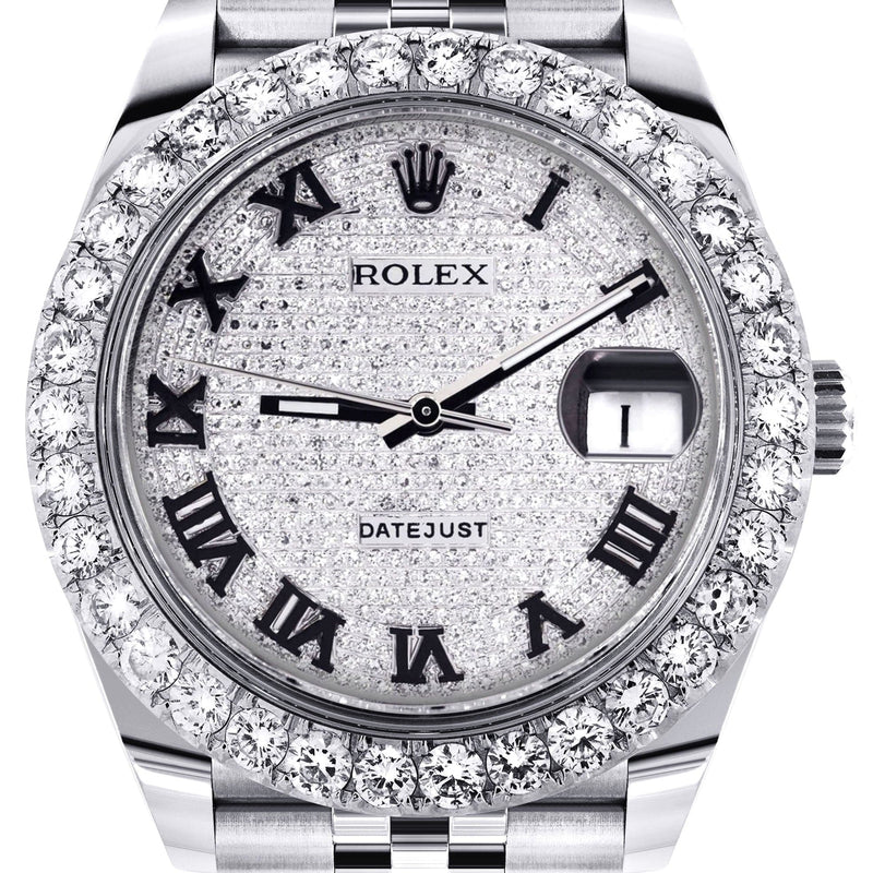 Rolex Datejust 41 Watch | 41 MM | Custom Full Roman Diamond Dial | Jubilee Band
