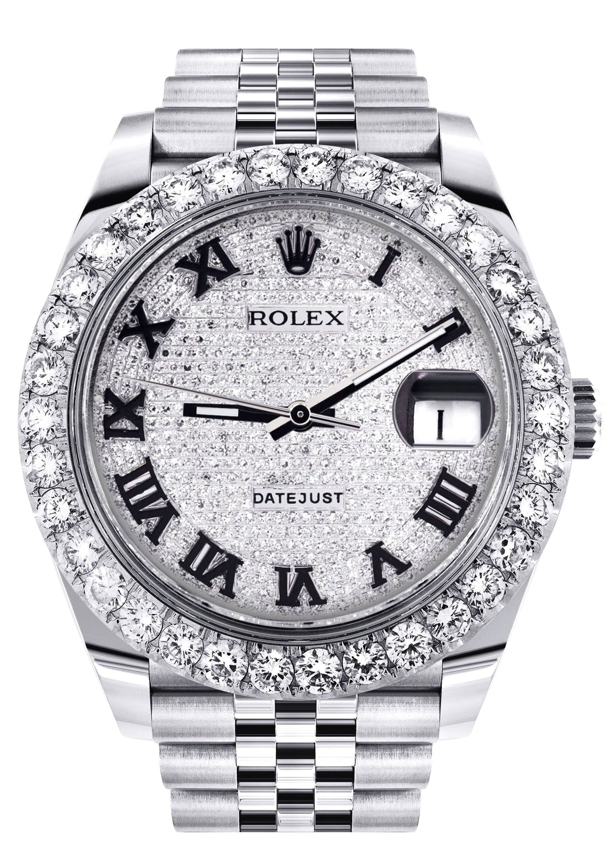 Rolex Datejust 41 Watch | 41 MM | Custom Full Roman Diamond Dial | Jubilee Band