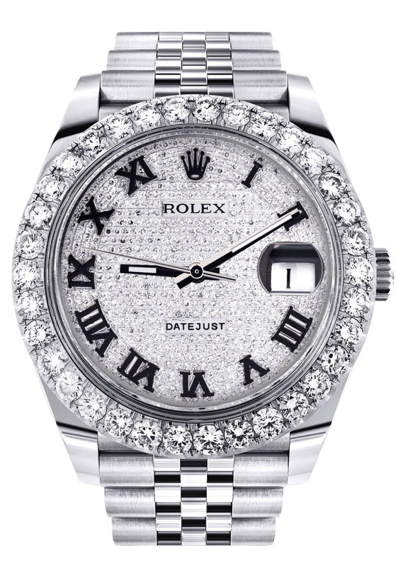 Rolex Datejust 41 Watch | 41 MM | Custom Full Roman Diamond Dial | Jubilee Band