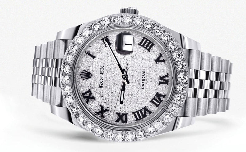 Rolex Datejust 41 Watch | 41 MM | Custom Full Roman Diamond Dial | Jubilee Band