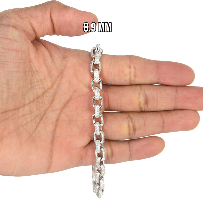 Silver White Iced Out Hermes Bracelet