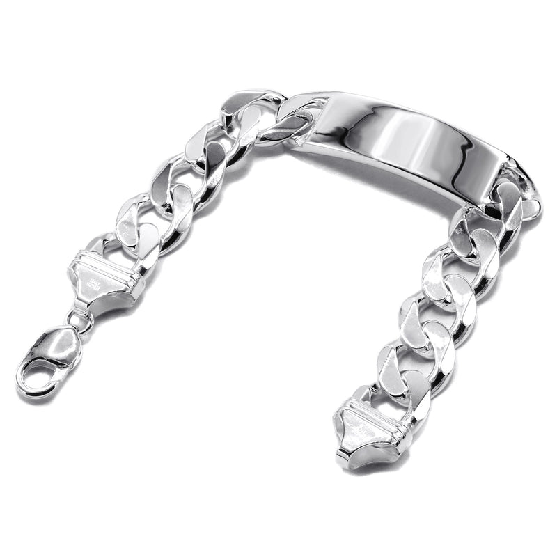 Silver White ID Cuban Bracelet