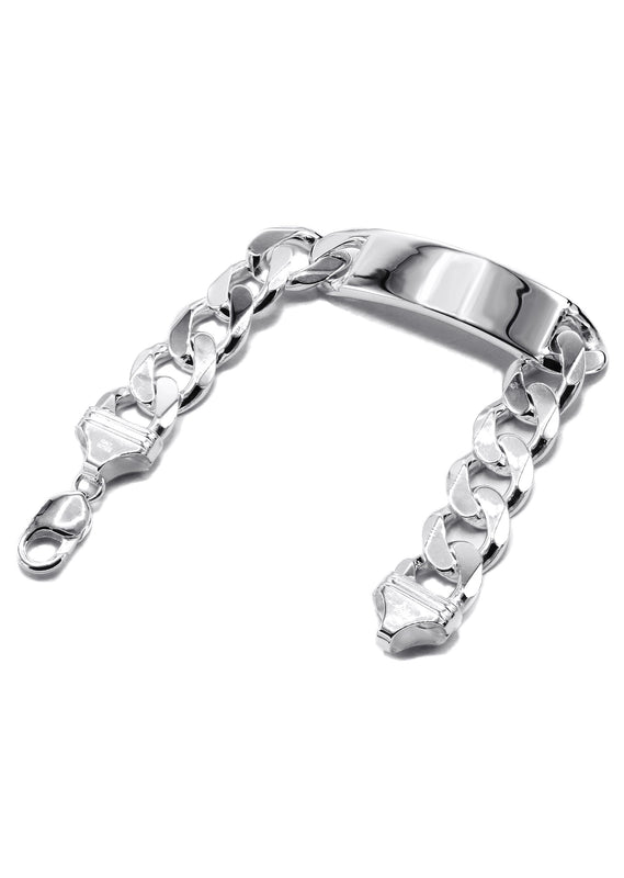 Silver White ID Cuban Bracelet