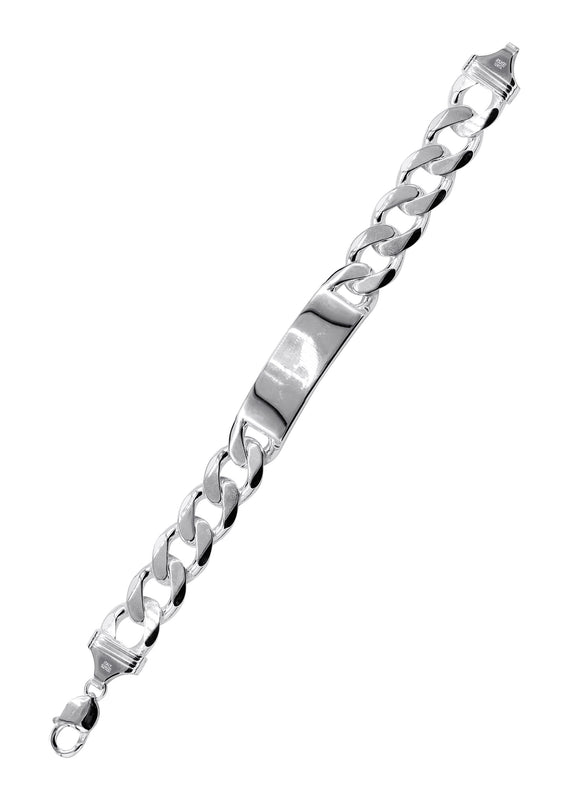 Silver White ID Cuban Bracelet