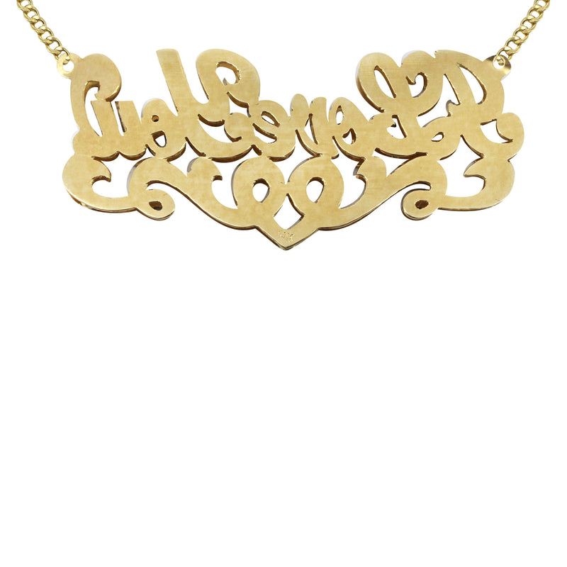14K Gold  Diamond Cut with Diamonds Name Plate Necklace | Style #24