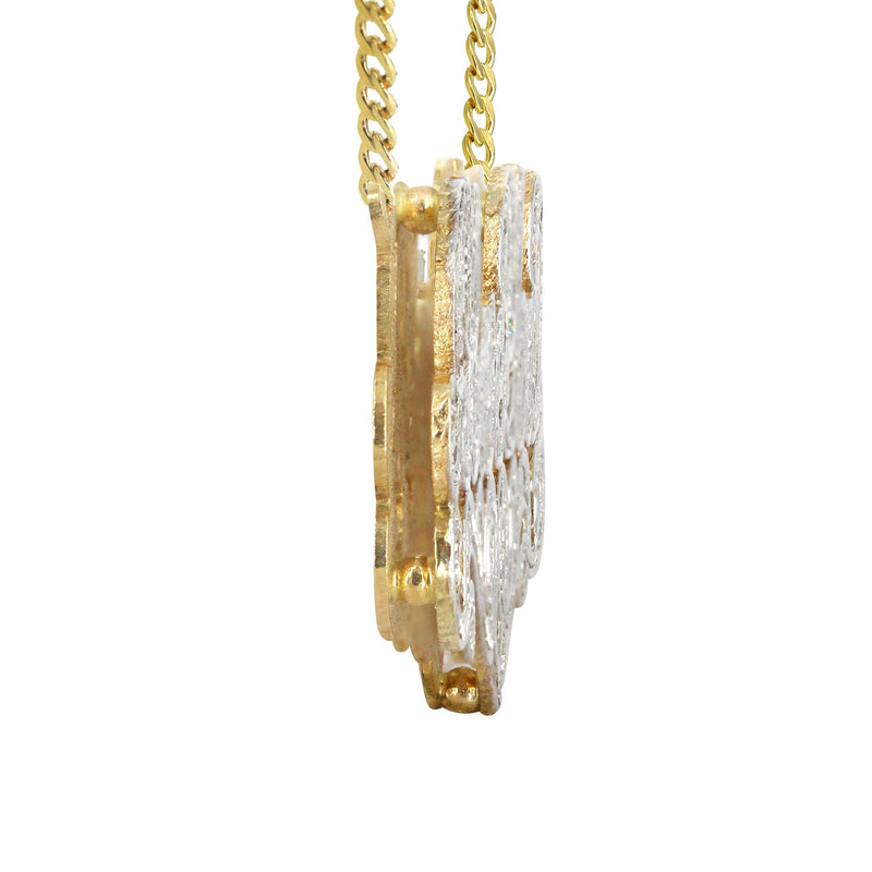 14K Gold  Diamond Cut with Diamonds Name Plate Necklace | Style #24