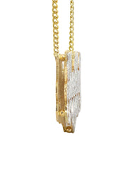14K Gold  Diamond Cut with Diamonds Name Plate Necklace | Style #24