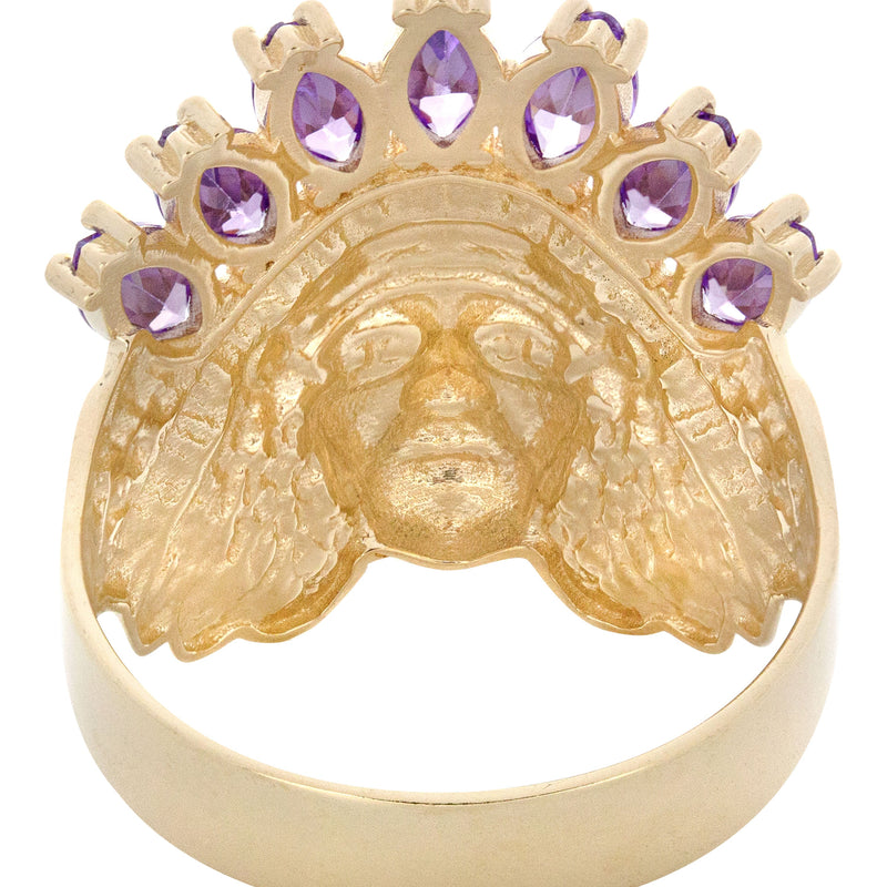 10K Gold Cz Indian Chief Ring For Men | 6 Grams