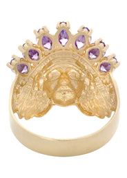 10K Gold Cz Indian Chief Ring For Men | 6 Grams