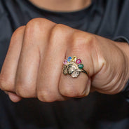 10K Gold Cz Indian Chief Ring For Men | 3.4 Grams