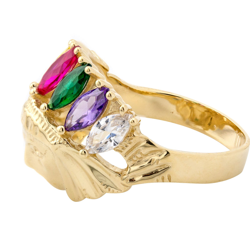 10K Gold Indian Chief Ring For Men | 6 Grams
