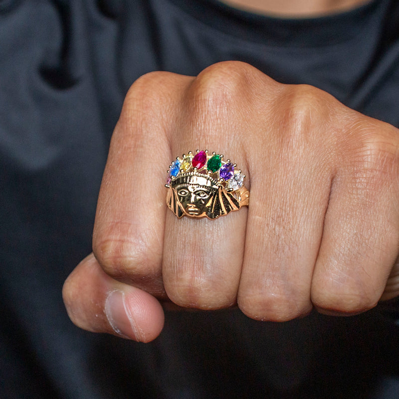 10K Gold Indian Chief Ring For Men | 6 Grams