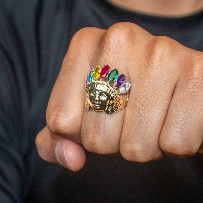 10K Gold Indian Chief Ring For Men | 7.7 Grams