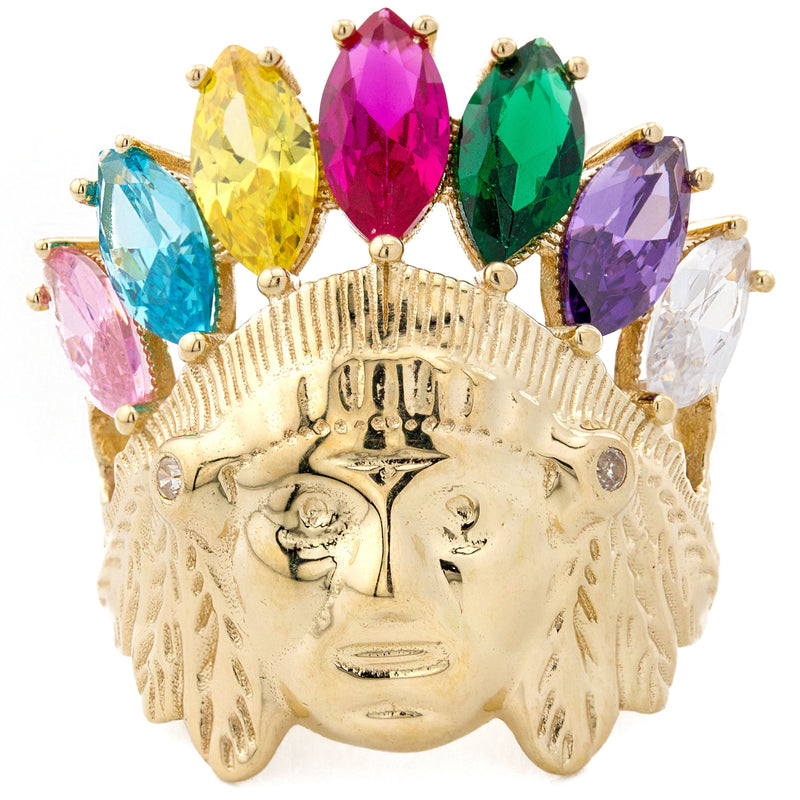 10K Gold Indian Chief Ring For Men | 7.6 Grams