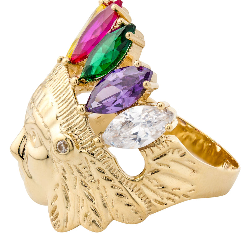 10K Gold Indian Chief Ring For Men | 7.6 Grams