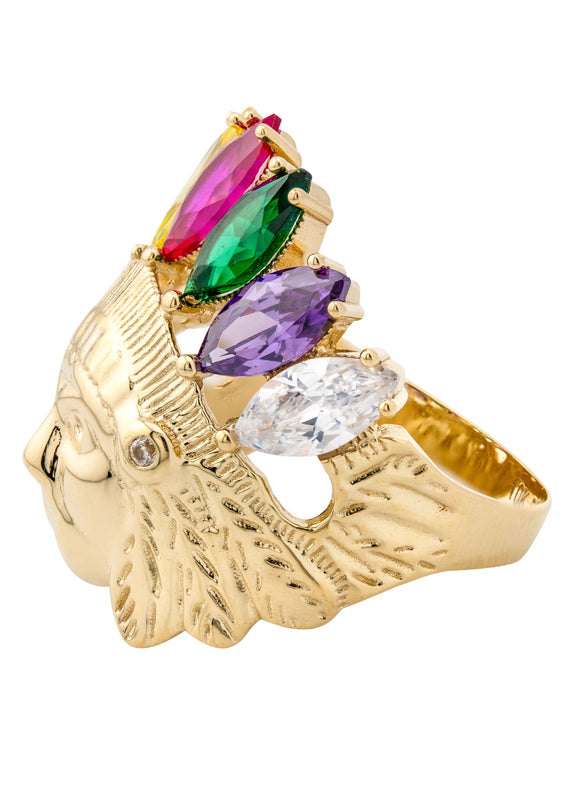 10K Gold Indian Chief Ring For Men | 7.6 Grams
