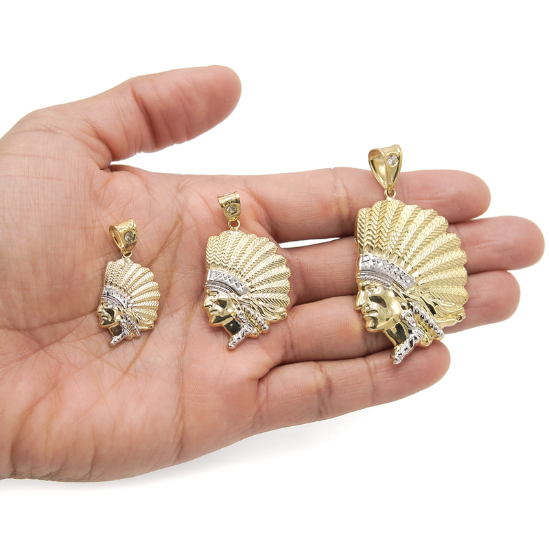 10K Gold Chief Head Pendant | Customizable Size
