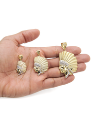 10K Gold Chief Head Pendant | Customizable Size