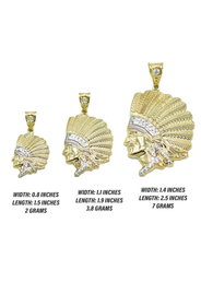 10K Gold Chief Head Pendant | Customizable Size