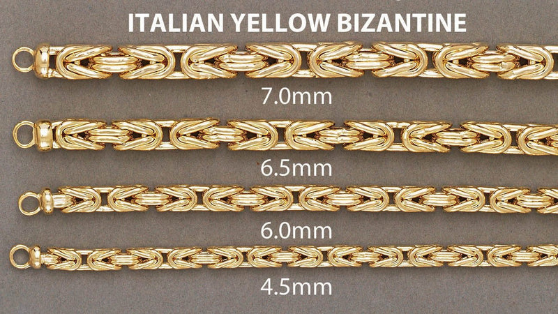 Womens 14K Gold Chain - Semi Solid  Byzantine Chain