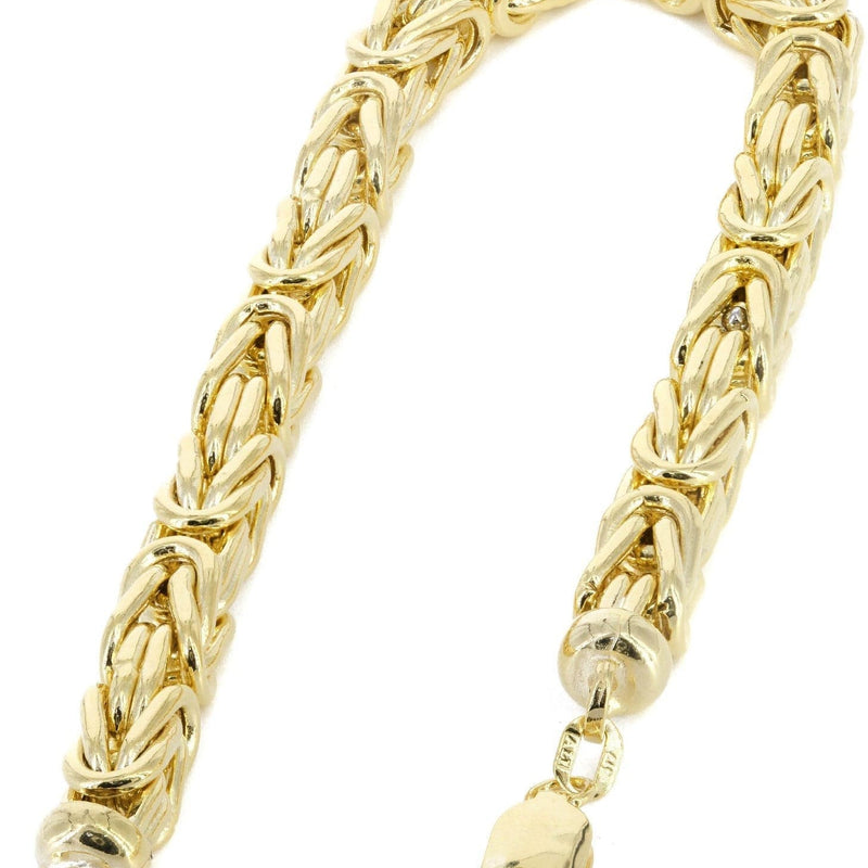 Italian Mens Semi Solid Byzantine Bracelet 10K/14K Yellow Gold