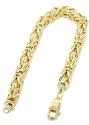 Italian Mens Semi Solid Byzantine Bracelet 10K/14K Yellow Gold