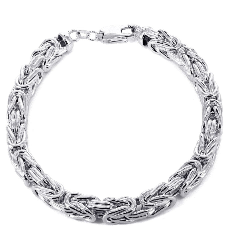 Italian Mens Byzantine Bracelet 10K White Gold