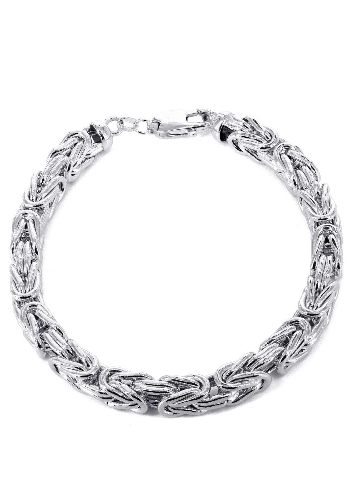 Italian Mens Byzantine Bracelet 10K White Gold