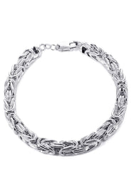 Italian Mens Byzantine Bracelet 10K White Gold