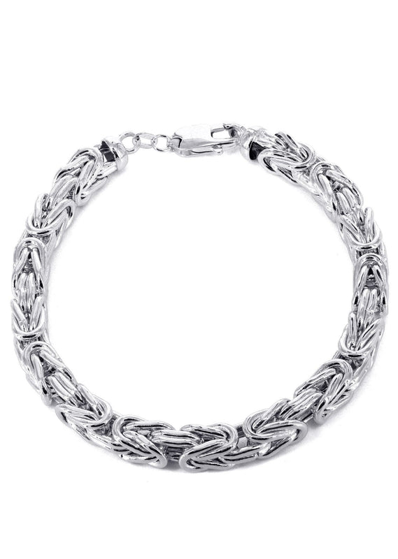 Italian Mens Byzantine Bracelet 10K White Gold