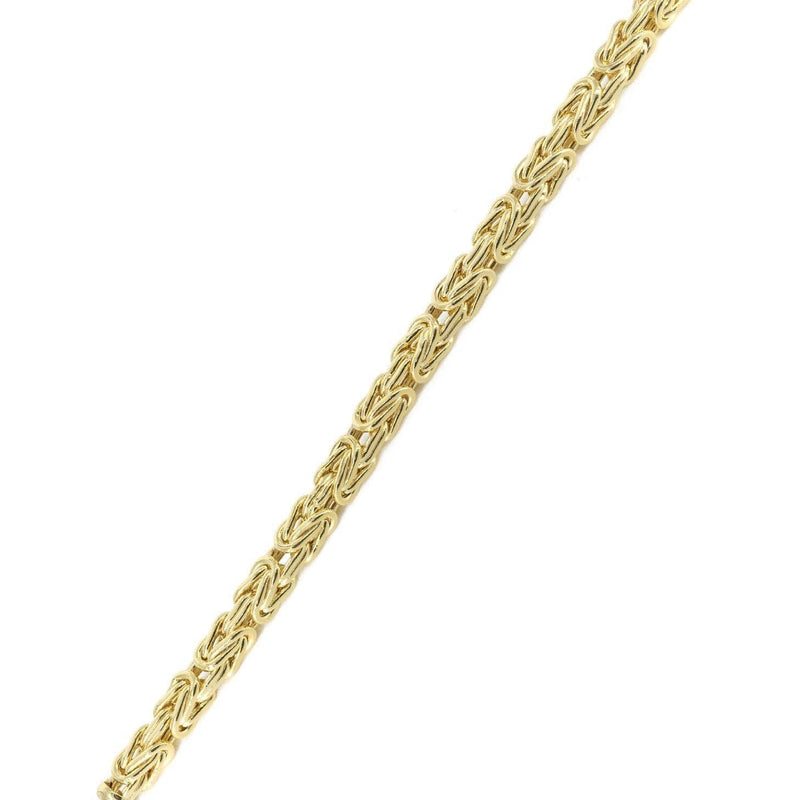 Italian Mens Semi Solid Byzantine Bracelet 10K/14K Yellow Gold