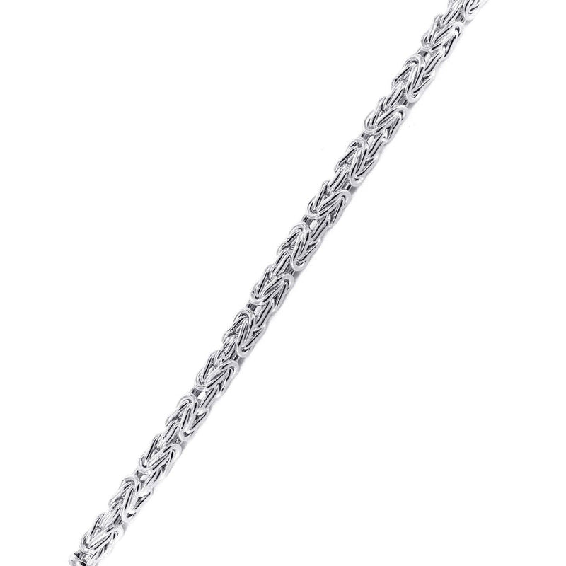 Italian Mens Byzantine Bracelet 10K White Gold